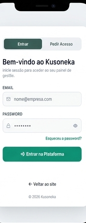 Ecrã de login do Kusoneka System